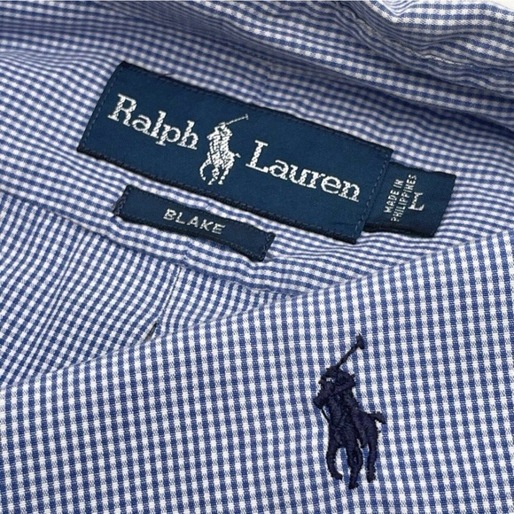 POLO BY RALPH LAUREN Men’s Navy Gingham Long Sleeve Button Down Shirt Size Large - Picture 1 of 5